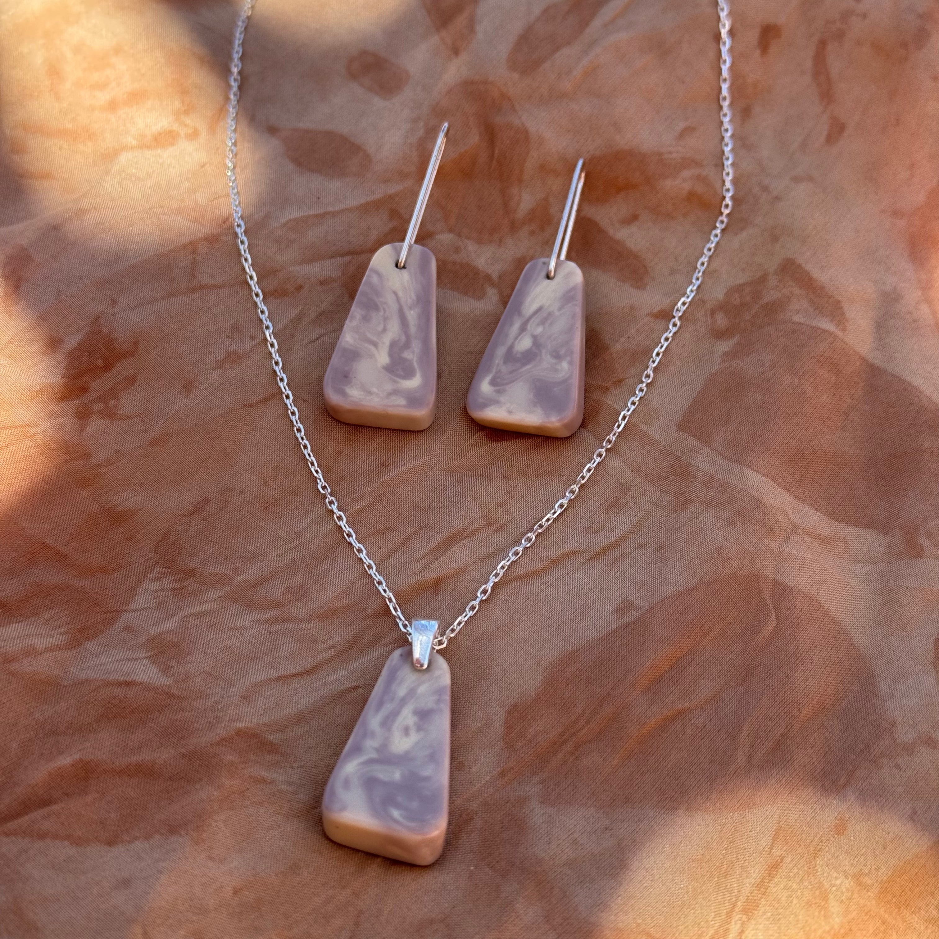 Nutty Neutral Necklace + Earring Set #9